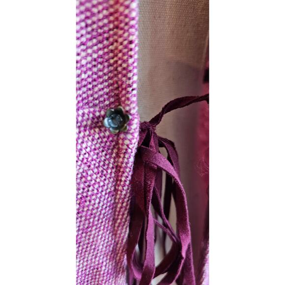 Kristina Ti Rhinestone Wool Longline Cardigan Sweater Women Size 40-M Deep Mauve - Picture 4 of 9